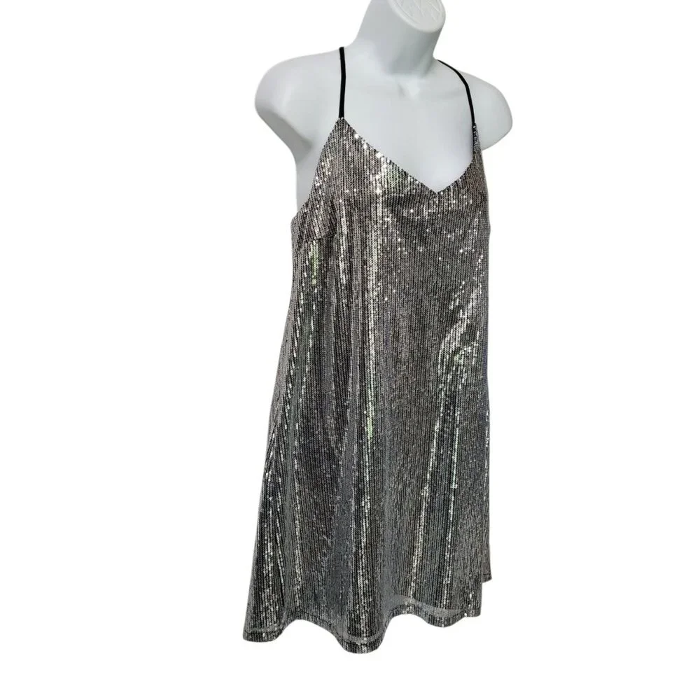 Wild Fable Sequin sleeveless mini party dress L Bling Sparkly Swiftie Y2K - Picture 3 of 12